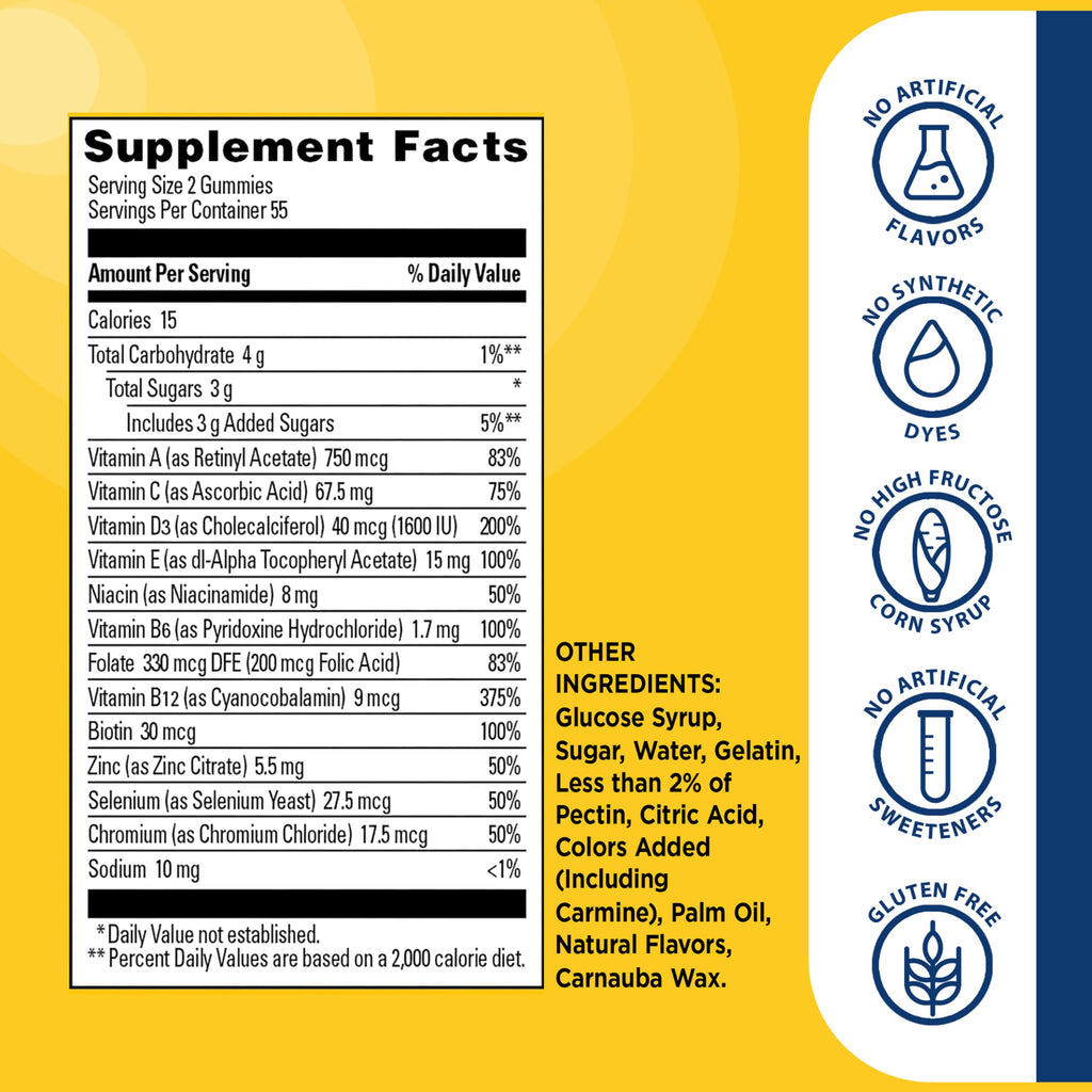 Nature Made Multi for Men, Mens Multivitamins Gummies, 150 Count | Gummy Vitamins and Minerals for Energy Metabolism Support, Multivitamin for Men, Cherry & Mixed Berry Flavors, 75 Day Supply