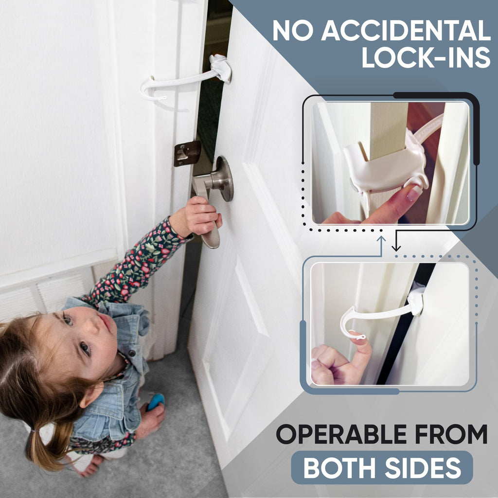 DOOR MONKEY Child Proof Door Lock & Pinch Guard - For Door Knobs & Lever Handles - Easy to Install - No Tools or Tape Required - Baby Safety Door Lock For Kids - Very Portable - Great for Dogs & Cats