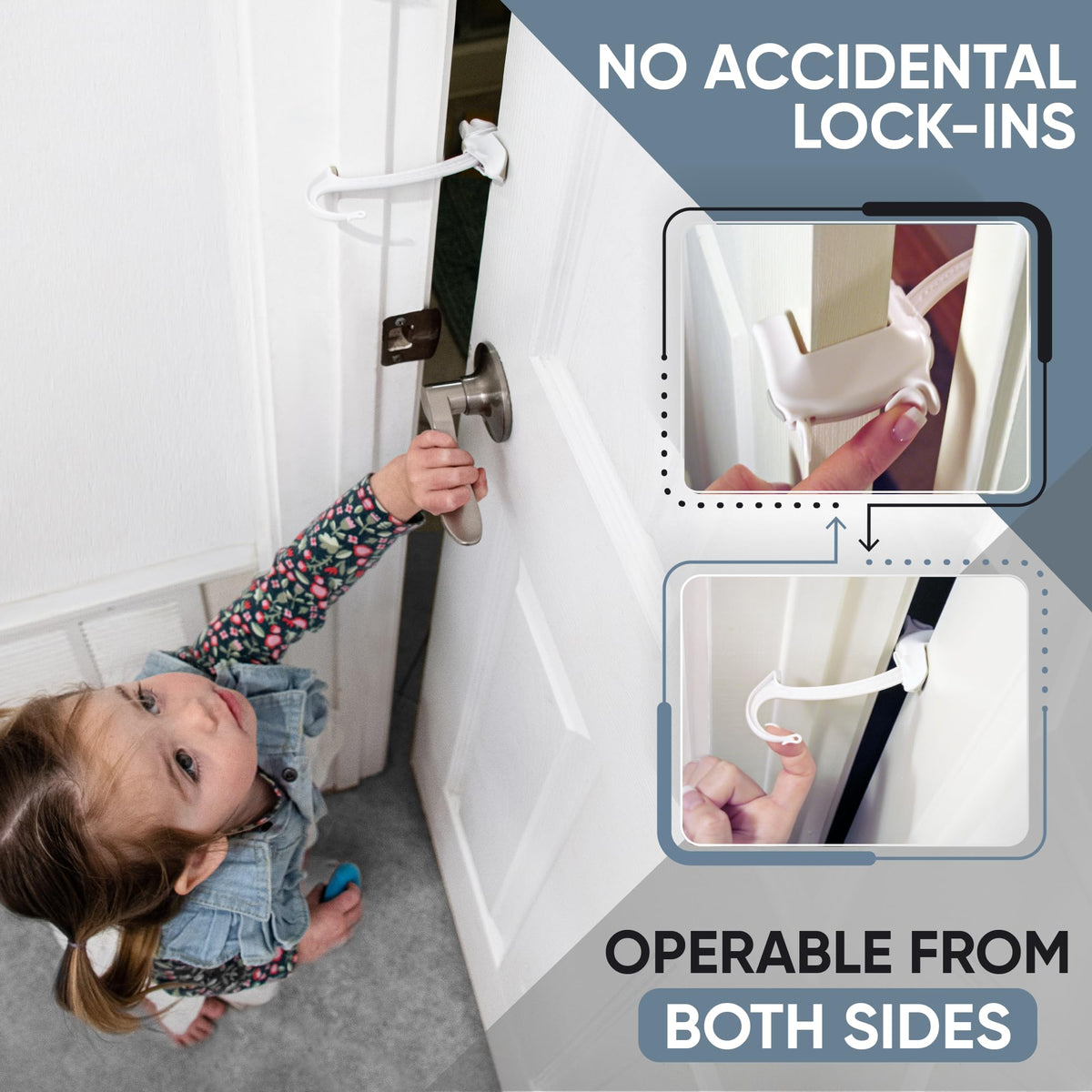 DOOR MONKEY Child Proof Door Lock & Pinch Guard - For Door Knobs & Lever Handles - Easy to Install - No Tools or Tape Required - Baby Safety Door Lock For Kids - Very Portable - Great for Dogs & Cats