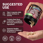 Clean Nutra Organic Beet Root Capsules L Arginine L Citrulline Pine Bark Nitric Oxide Beetroot Powder Arginine Citrulline Supplement Pre Workout Supplements Extract – 120 Vegan Pills