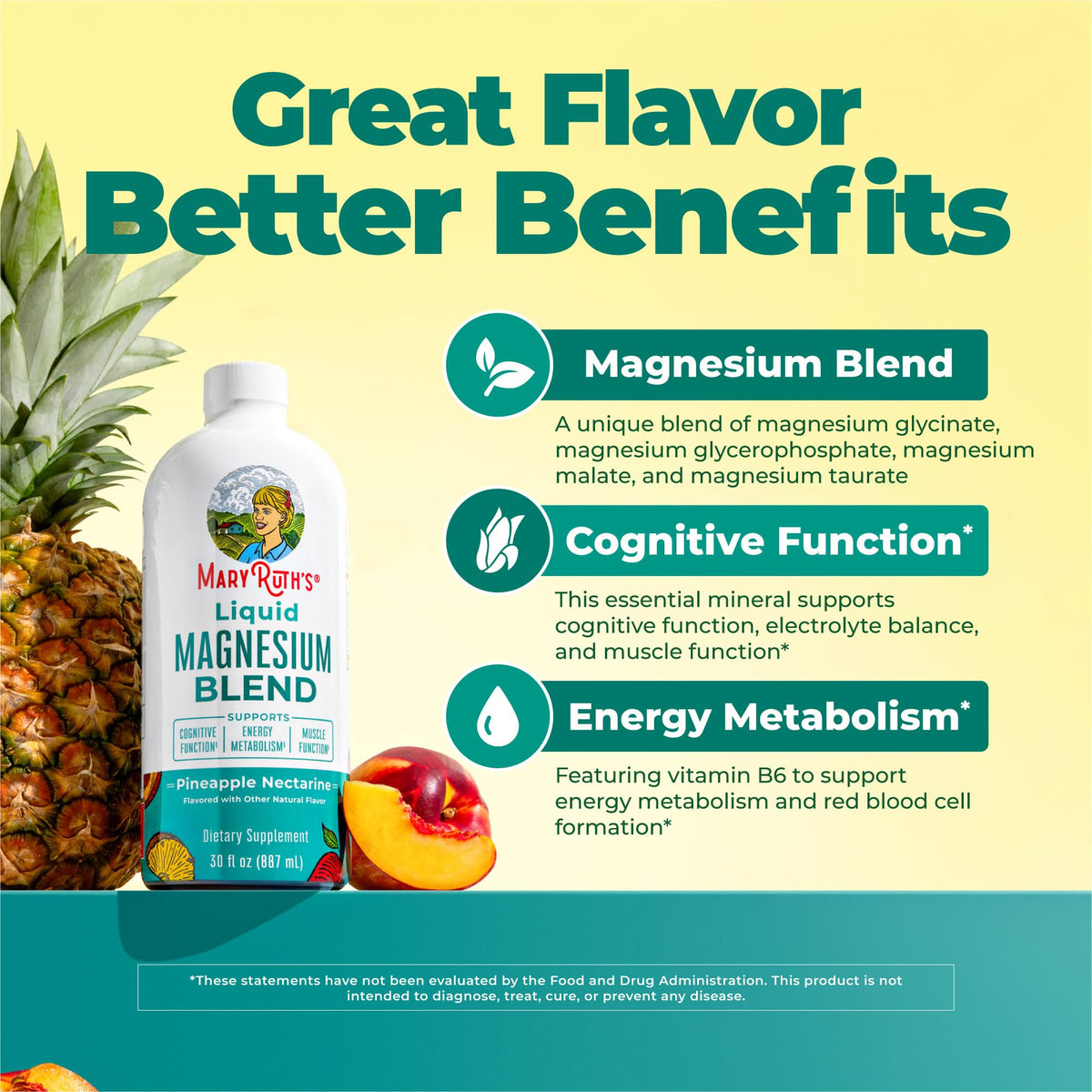 MaryRuth's Liquid Magnesium Glycinate, Pineapple Nectarine, 30oz