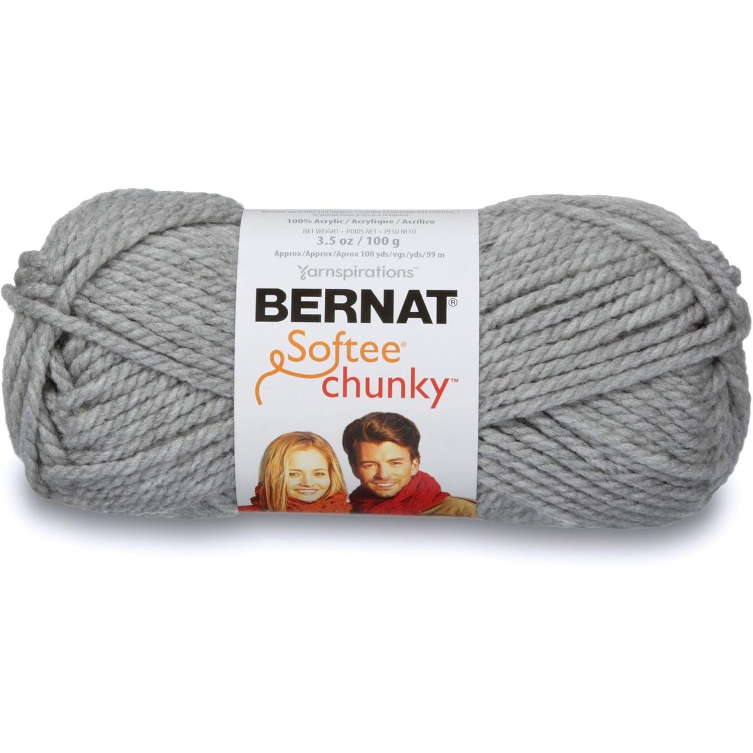 Buy now Bernat Softee Chunky Yarn, 3.5 Oz, Gauge 6 Super Bulky, Grey Heather Pack of 1 Grey Heather at indiglob india