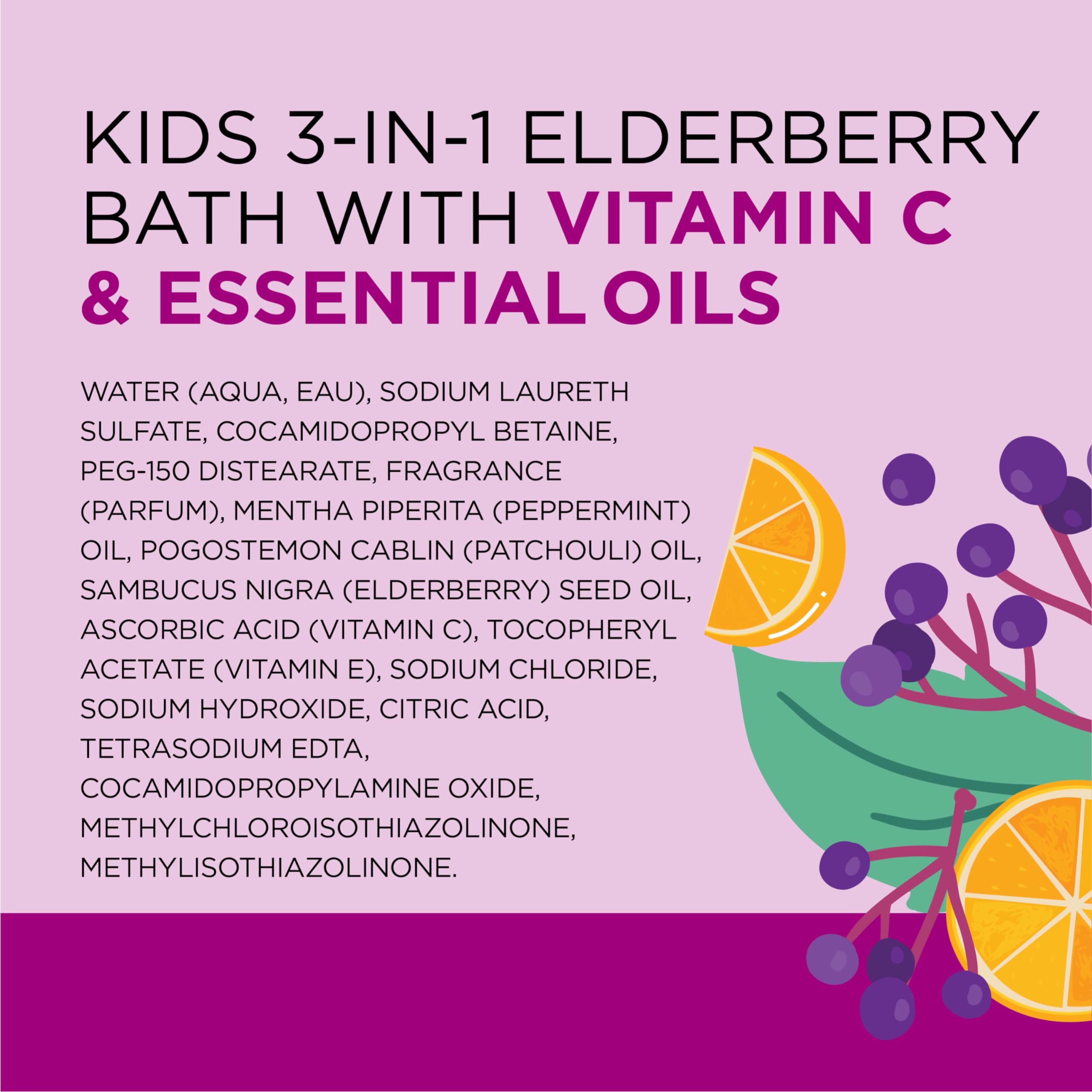 Dr Teal's Kids 3-in-1 Elderberry Bath: Bubble Bath, Body Wash & Shampoo, 20 fl oz