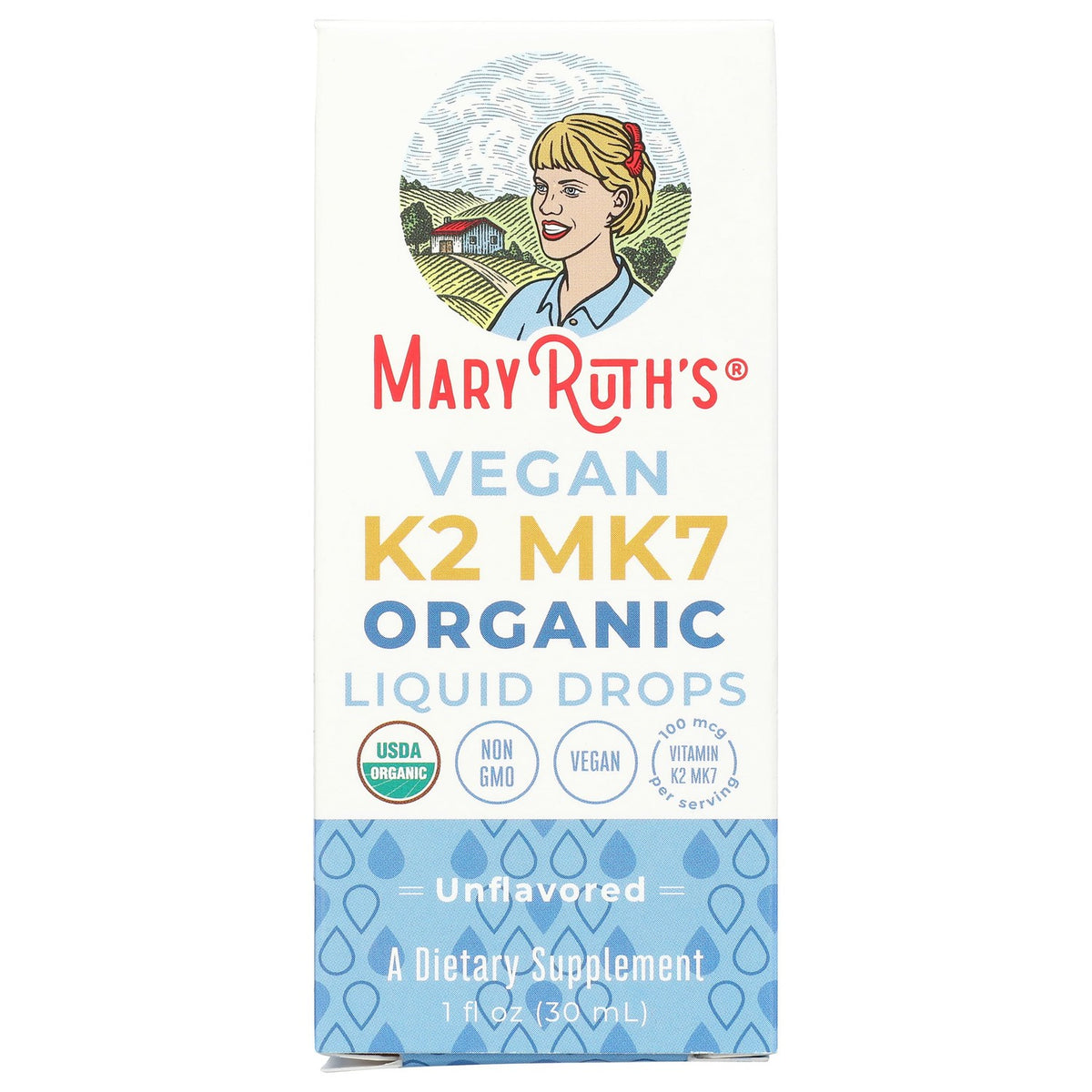 MARYRUTH'S USDA Organic Vitamin K2 MK7 Liquid Drops for Adults & Kids, 1 oz