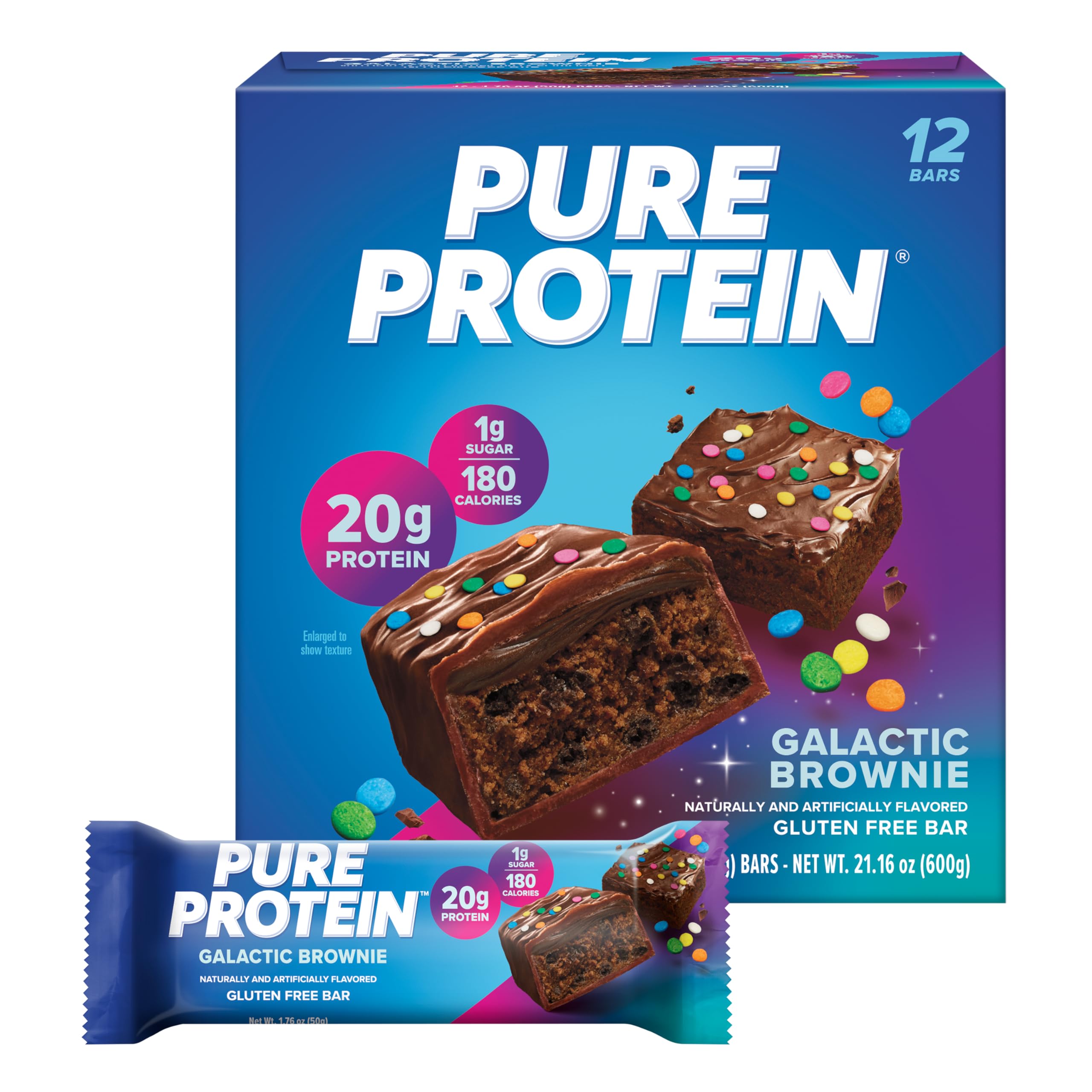 Buy now Pure Protein Chocolate Peanut Caramel Protein Bars – 20g Protein, 3g Sugar, 190 Calories (12 count) Low Sugar* High Protein Snack - Gluten Free - Perfect for a Healthy Snack Galactic Brownie at indiglob india