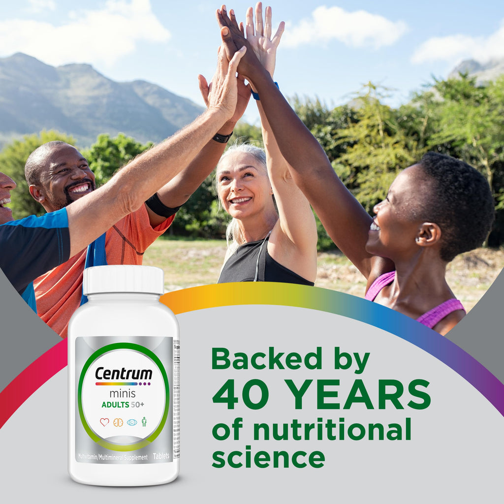 Centrum Minis Silver Multivitamin for Adults 50 and Over, 320 Tablets | Contains Vitamin D3, B Vitamins, Clinically Proven to Support Memory as You Age, GLP-1 Support