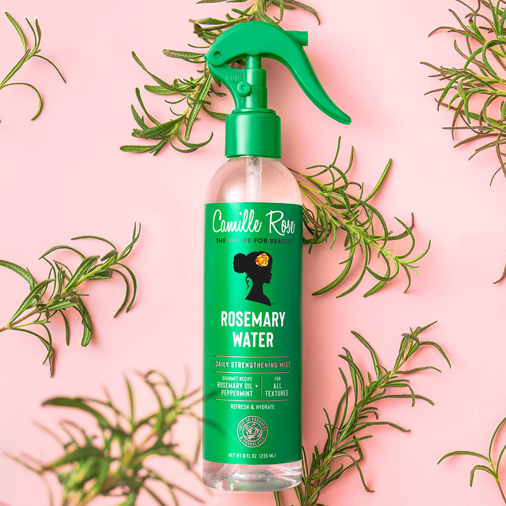 Camille Rose Rosemary Water Strengthening Hair Mist, 2-Pack, 8 Oz Ea | Daily Rosemary Water Mist with Peppermint & Aloe Vera to Strengthen, Hydrate & Refresh Hair and Scalp