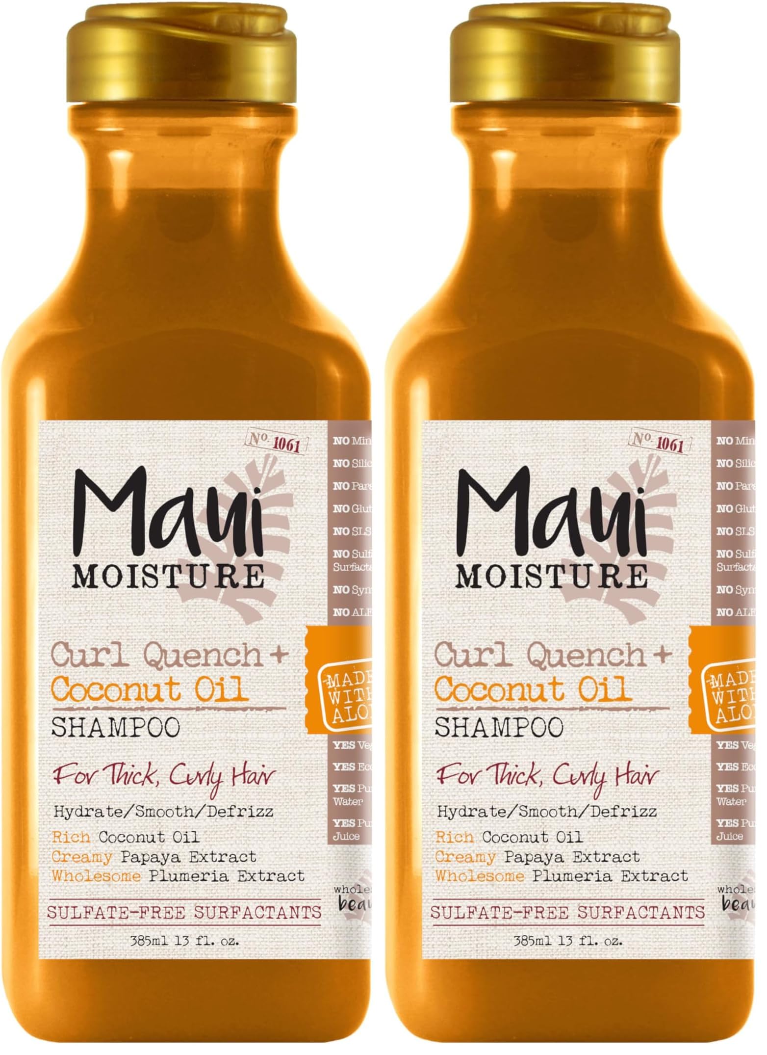 Buy now Maui Moisture Curl Quench + Coconut Oil Curl-Defining Anti-Frizz Shampoo to Hydrate and Detangle Tight Curly Hair, Softening Shampoo, Vegan, Silicone & Paraben-Free, 13 fl oz 13 Fl Oz (Pack of 2) Shampoo at indiglob india