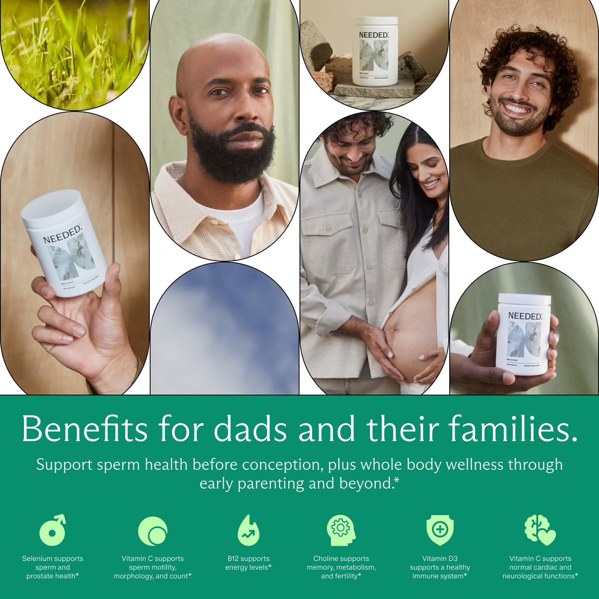 Needed. Multivitamin for Men, Men's Fertility Supplement, 30 Day Supply