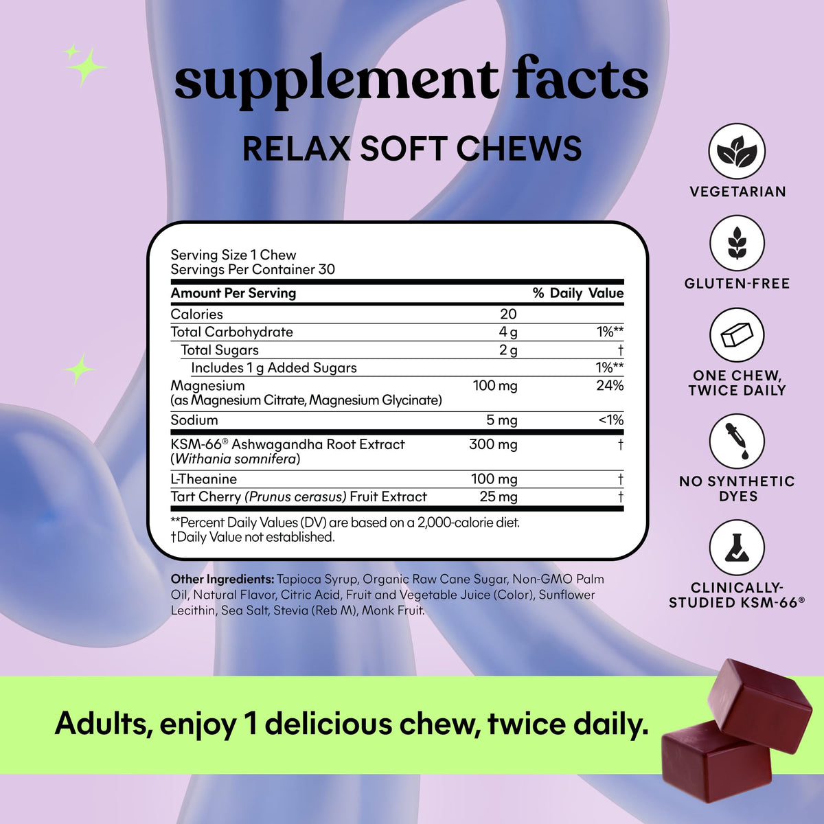 Lemme Relax Soft Chews with Magnesium Glycinate & Citrate (30 Chews)
