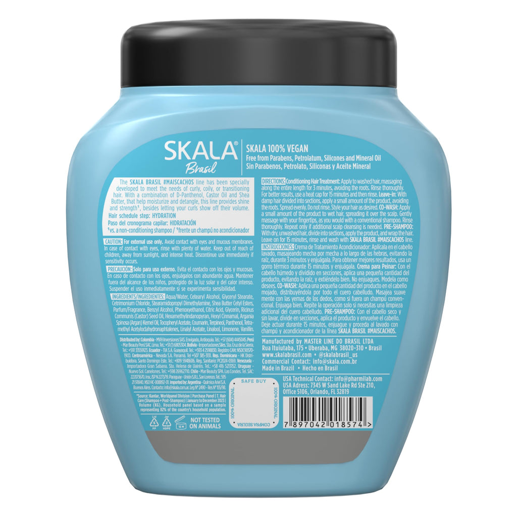 SKALA Mais Cachos Hair Type 3ABC - Eliminate Anti Frizz, For Curly Hair -2 in 1 Conditioning Treatment Cream and Cream To Comb 100% VEGAN 35.2 Oz (1 Pack)
