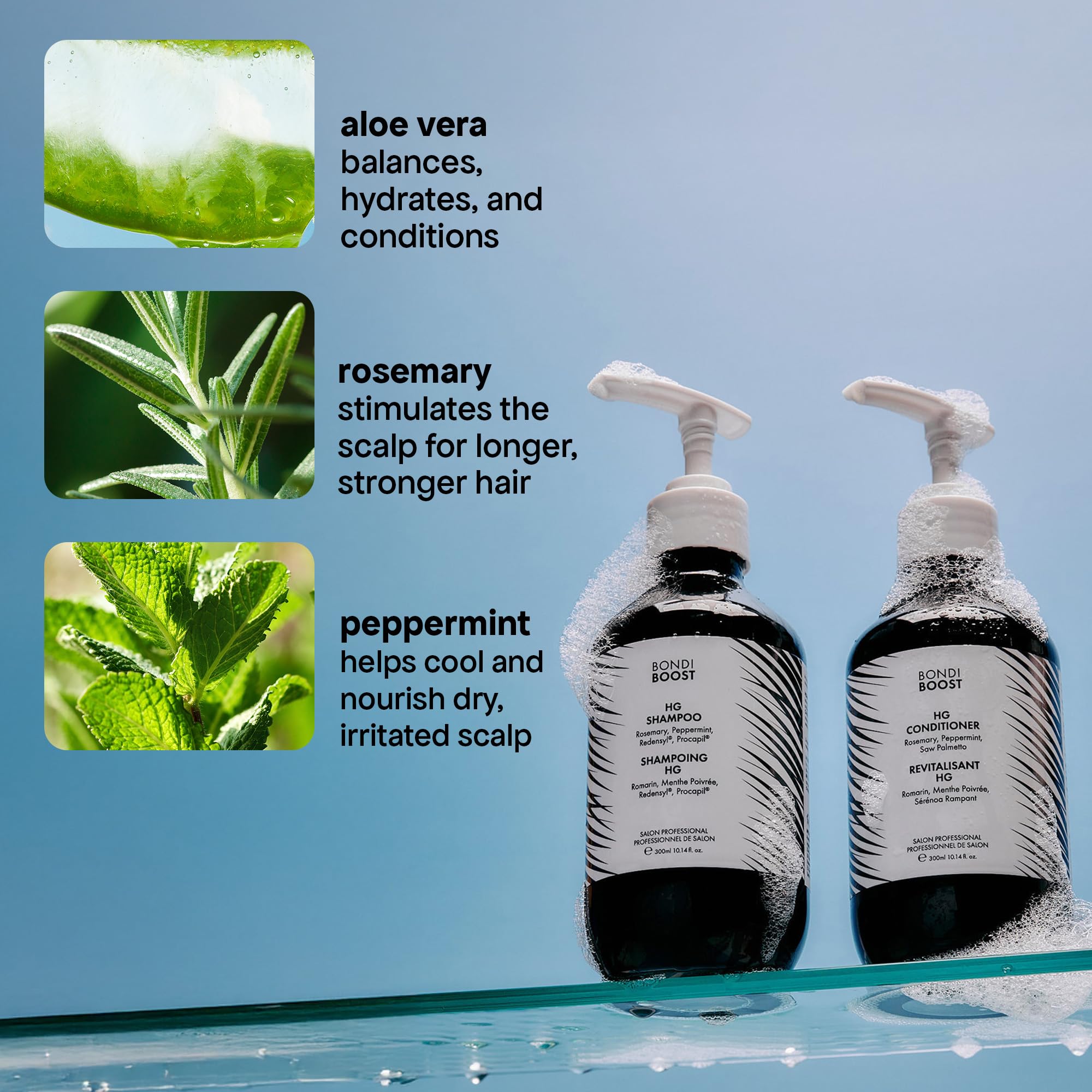 BONDIBOOST HG Anti-Thinning Shampoo & Conditioner Set, 16.9 fl oz Each | Clinically tested shampoo & conditioner set for fuller, thicker hair. Procapil, Redensyl & rosemary. Sulfate-free.