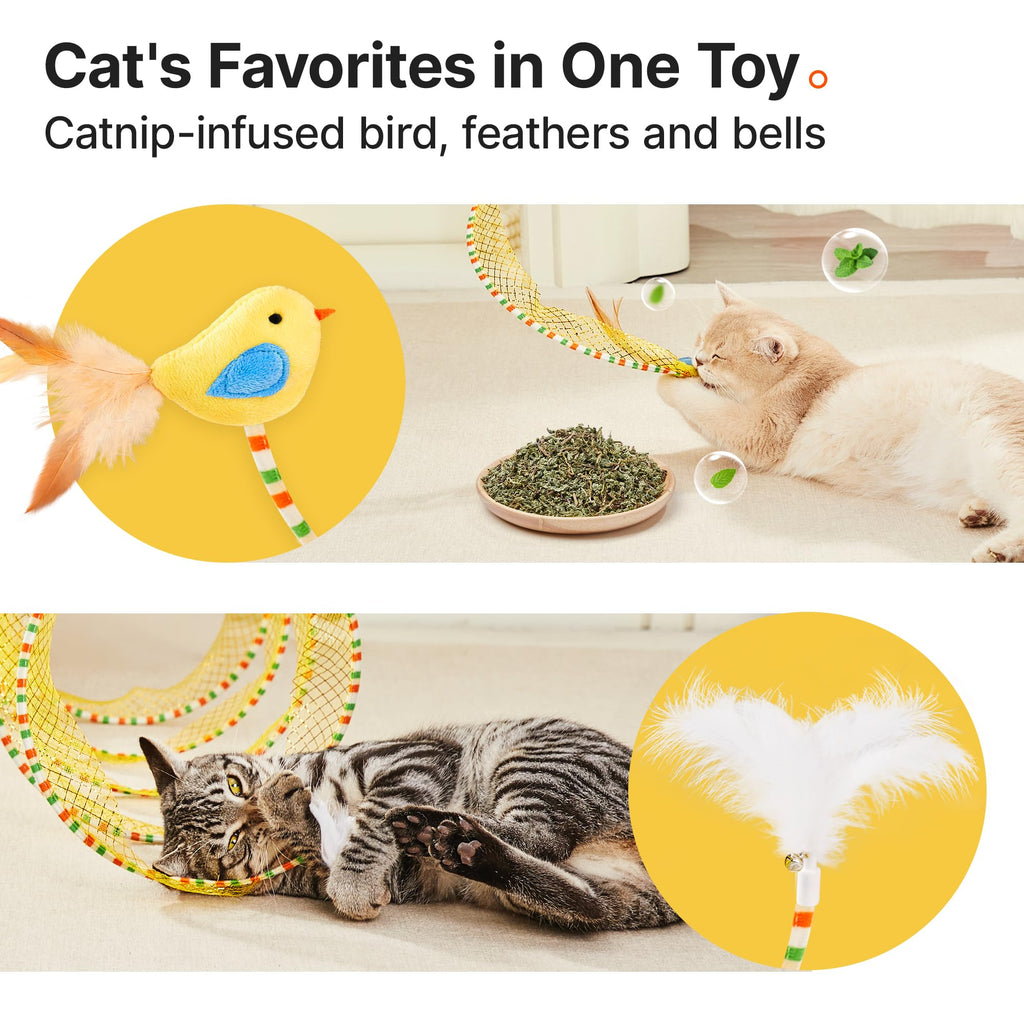 Potaroma Spiral Tunnel Cat Toy, Self Play Collapsible Spring Kitten Tunnel