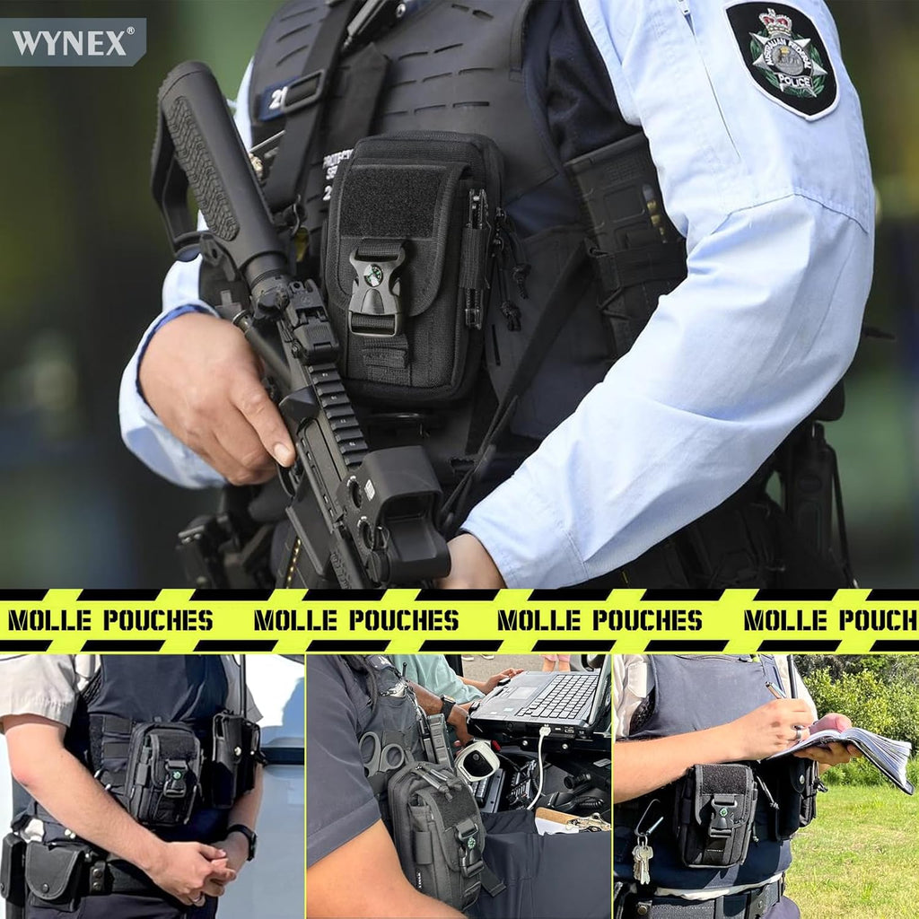 Buy now WYNEX Tactical Compass Phone Pouch, Large Molle Smartphone Holster Case Double Capacity Small Utility EDC Pouch with Compass Buckle and Carabiner at indiglob india