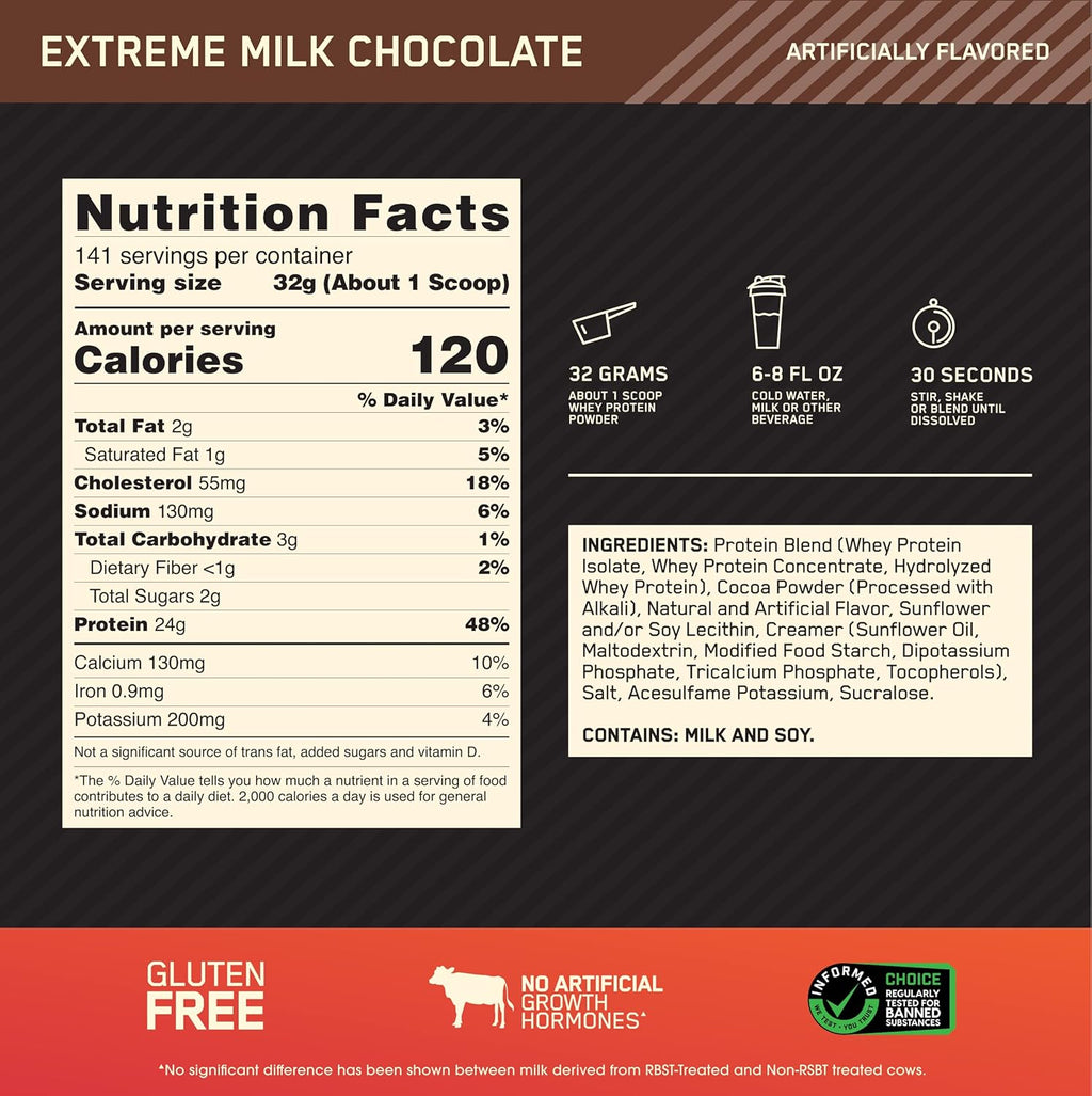 Buy now Optimum Nutrition Gold Standard 100% Whey Protein Powder, Extreme Milk Chocolate, 10 Pound (Packaging May Vary) at indiglob india