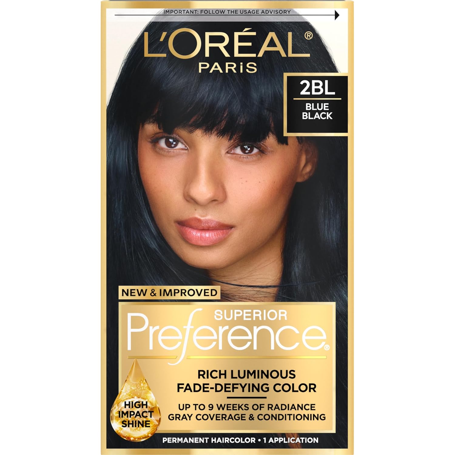 Buy now L'Oreal Paris Superior Preference Luminous Fade-Defying Permanent Hair Color, Hair Dye For Up to 9 Weeks of Radiance, Light Ash Blonde 9A, 1 Hair Dye Kit 2BL Blue Black 1 Count (Pack of 1) at indiglob india