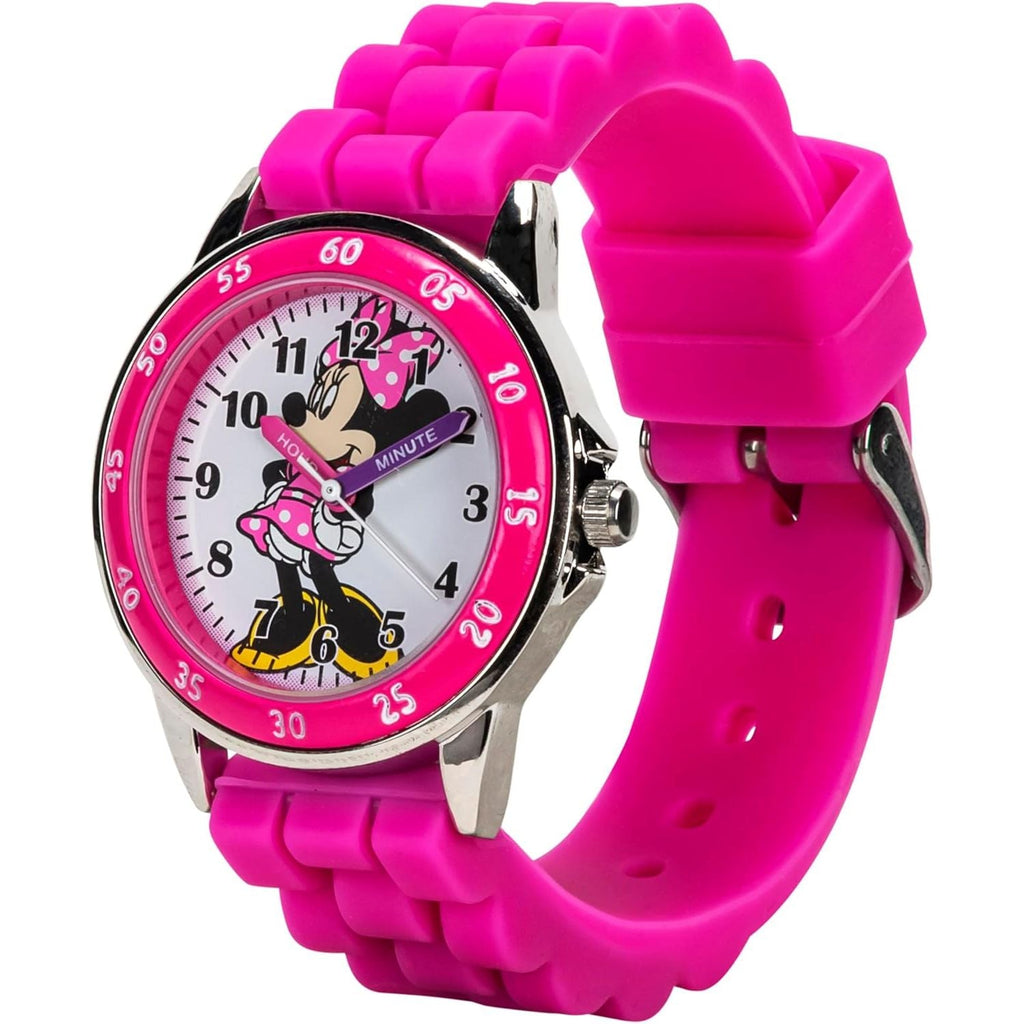 Buy now Minnie Mouse Time Teacher Watch for Girls - Analog Time Learning with Easy-to-Read Numbers and Comfortable Silicone Band at indiglob india