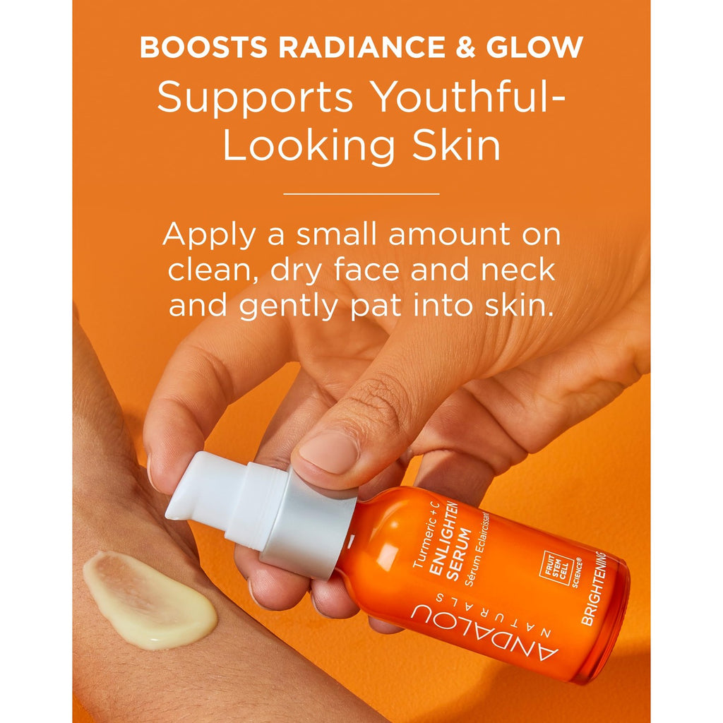 Buy now Andalou Naturals Turmeric + Vitamin C Enlighten Serum | Illuminating Face Treatment for Uneven Tone & Sun Damage | With Turmeric and Fruit Stem Cells | 1.1 fl oz at indiglob india