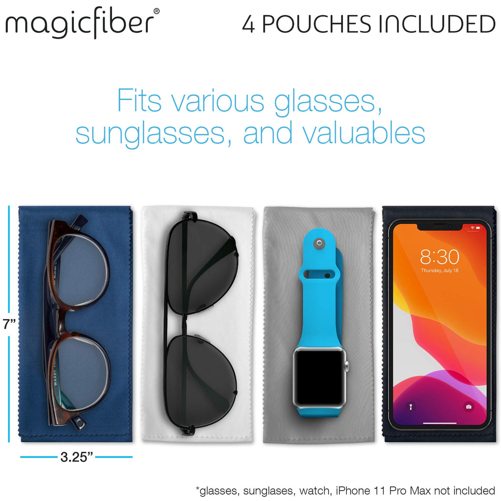 MagicFiber Soft Microfiber Glasses & Sunglasses Pouch Case, Eyeglass Bag