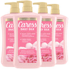 Caress Body Wash for Women, Daily Silk White Peach & Orange Blossom, Shower Gel Body Wash Moisturizing for Noticeably Silky, Soft Skin, 20 fl oz, 4 Pack