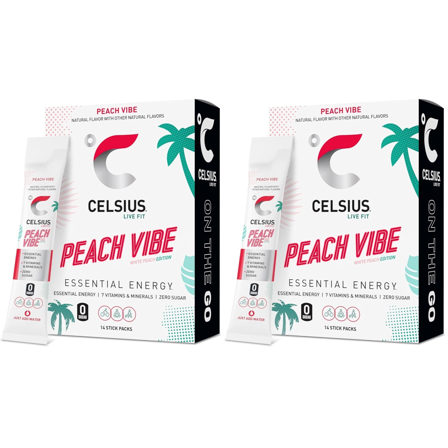 Buy now CELSIUS On The Go Strawberry Mango, Sugar Free Energy Drink Mix (14 Sticks per Pack) Peach Vibe 2.6 Ounce (Pack of 2) at indiglob india