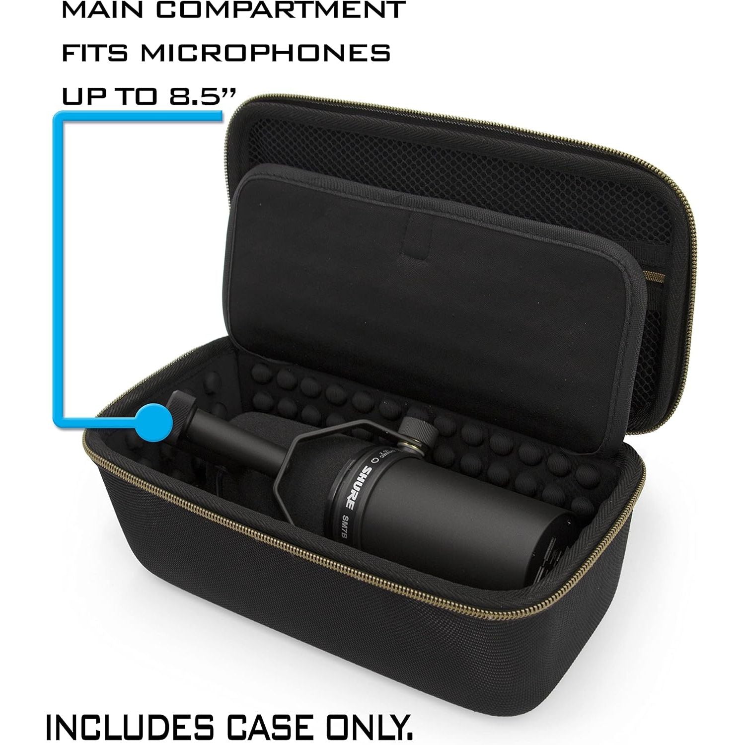 Buy now CASEMATIX Studio Case Compatible with Rode PodMic, Shure SM7B Microphone and Other Large Podcast Mics with XLR Recording Accessories - Includes Podcasting Mic Bag Only at indiglob india
