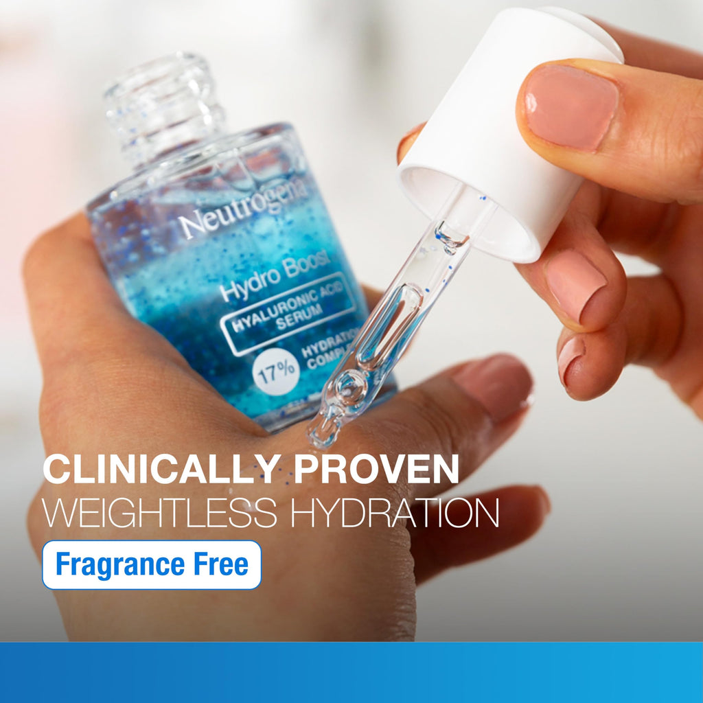 Buy now Neutrogena Hydro Boost Hyaluronic Acid Serum - with Pro-Vitamin B5 & Glycerin, Instantly Replenishes & Smooths Dry Skin with 24-Hour Weightless Hydration, 1 fl. oz. at indiglob india