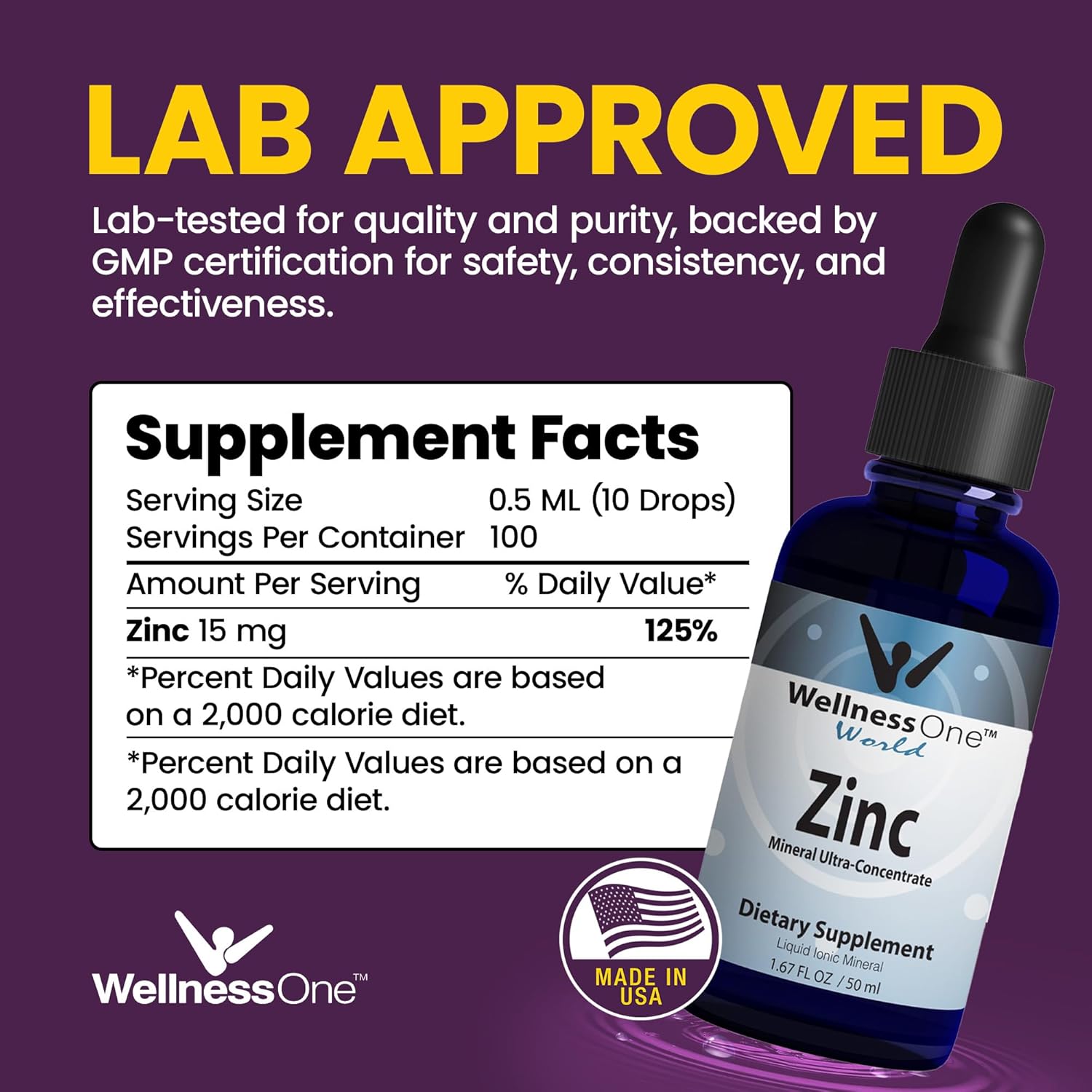 Buy now WellnessOne Ionic Liquid Zinc Drops for Immunity Support - Highly Absorbable Zinc Liquid Supplements for Kids & Adults - USA Tested, Vegan, Non-GMO, Gluten-Free, 1.67 fl oz at indiglob india