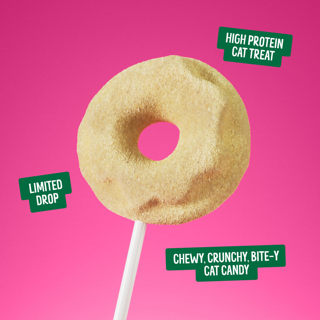 Bonkers Purrpops Krispy Kreme Edition Freeze-Dried Chicken Flavored Lollipop Cat Treats, 4 Pieces (Pack of 12)