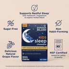 Mommy's Bliss Kids Sleep Support Melatonin Chewable, Grape Flavor, 35 Ct | Tablets; Calming Herbs; Sugar Free Kids Melatonin, Age 3+; 35 Count (Pack of 1)