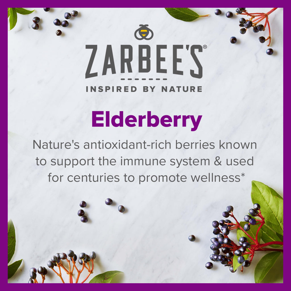 Zarbee's Adult Daily Immune Support Liquid, Vitamin C & Zinc, 8 fl oz | For Adults & Kids Ages 12+ Years, High Concentrate Liquid, Black Elderberry Flavor, For Daytime Use