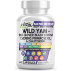 Clean Nutra Wild Yam Root Capsules with Red Clover Black Cohosh Evening Primrose Oil Chasteberry Dong Quai DIM Ashwagandha Grape Seed Extract Milk Thistle Lemon Balm and more Hormone Balance For Women