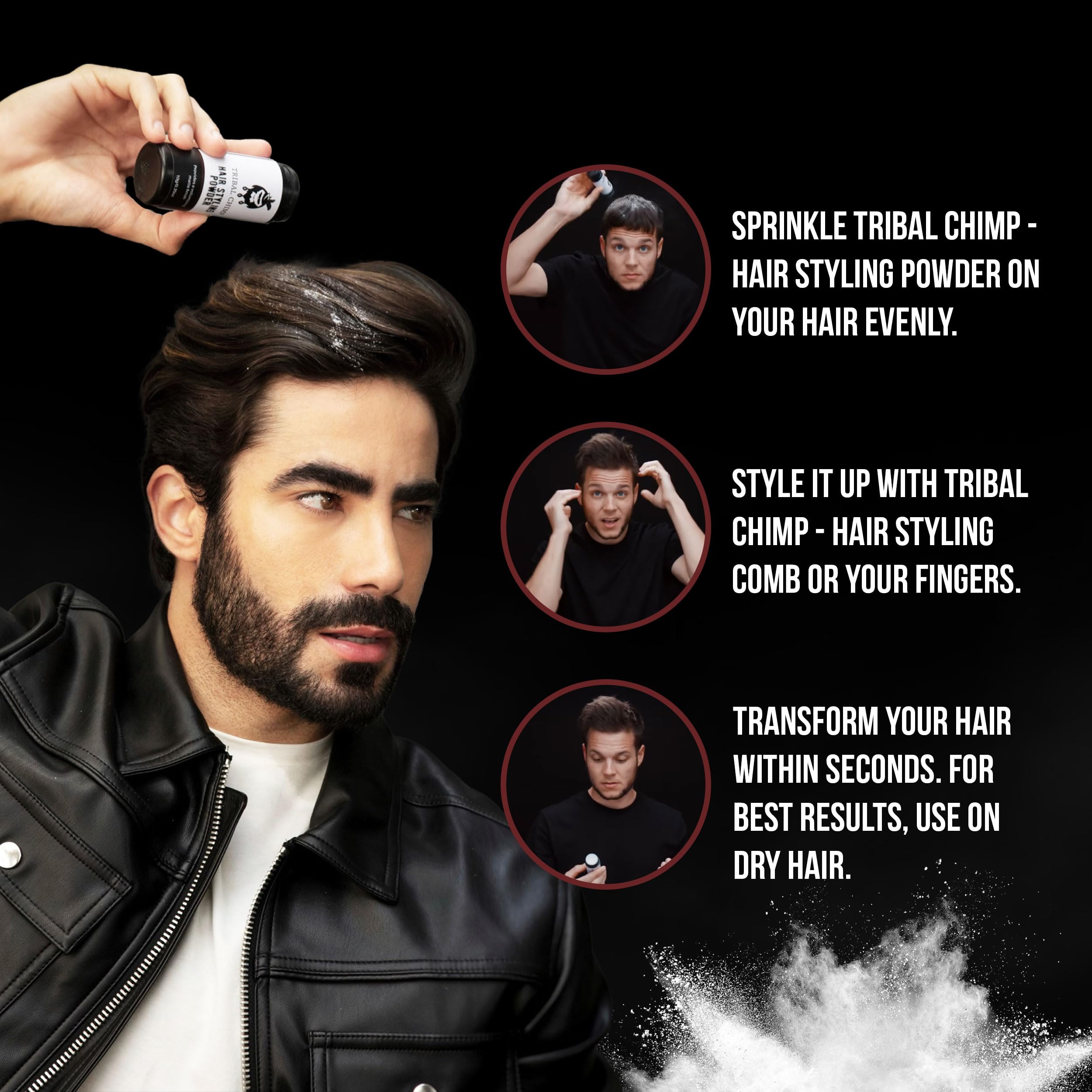 Tribal Chimp Hair Styling Powder for Men & Women – Hair Volumizer & Texture Powder for All Hair Types with Matte Finish – 24H Invisible Hold, Adds Volume & Texture, Non-Sticky and Smells Great – 10g