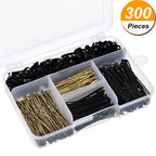Buy now Hicarer 300 Pcs Hair Pins Set Including 100 Pcs Bobby Pins 100 Pcs U Hair Pins and 100 Pcs Rubber Hair Bands with Storage Box for All Hair Types Girls Women Gift, Black and Gold at indiglob india