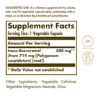 Buy now Solgar Resveratrol 500 mg, 30 Vegetable Capsules - Antioxidant Protection - Gluten Free, Dairy Free - 30 Servings at indiglob india