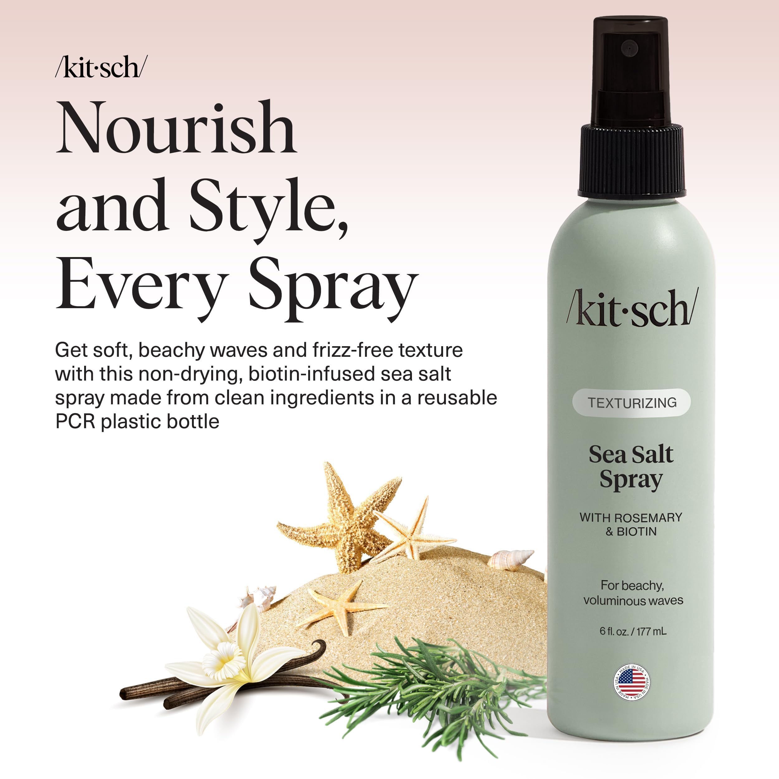 Buy now Kitsch Sea Salt Spray for Men and Women | Hair Spray with Rosemary, Biotin, Magnesium â€“ Hair Texturizer for Natural Curls and Beach Waves | Ideal Gifts for Women, 177 mL at indiglob india
