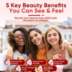2Pack Sugar-Free Hydrolyzed Collagen Peptide Filled Gummies for Women & Men, with 1500mg Protein Type I,II,III,V,X, 5000mcg Biotin Vitamin C A E D3 B6 B12 for Immune Digestion Skin Hair Nails, Bone
