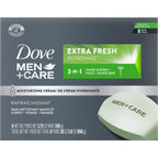 DOVE MEN + CARE 3 in Cleanser for Body, Face, and Shaving 1 Bar 3.75 oz | For dry skin, Helps cleanse and hydrate, With 1/4 moisturizing cream, For face body + shave, Extra Fresh scent