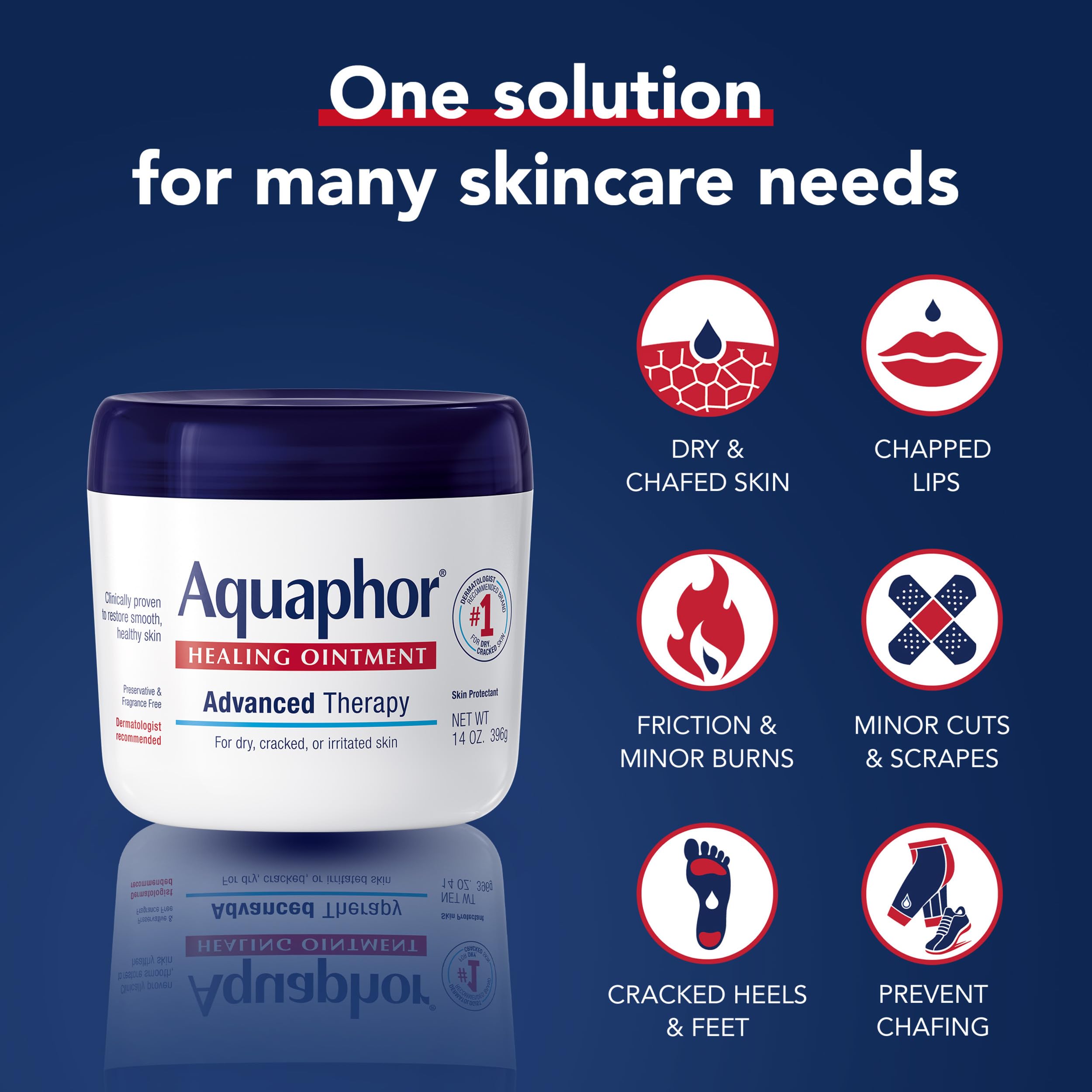 Aquaphor Advanced Therapy Healing Ointment Skin Protectant, 14 OZ | Clinically Proven Skin Protectant Moisturizer for Cracked, Irritated or Dry Skin Relief, Dye and Fragrance Free