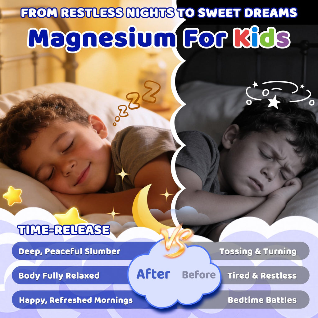 Kids Sleep Gummies Magnesium Glycinate D3 B6 Saffron No Melatonin Sleep Aid