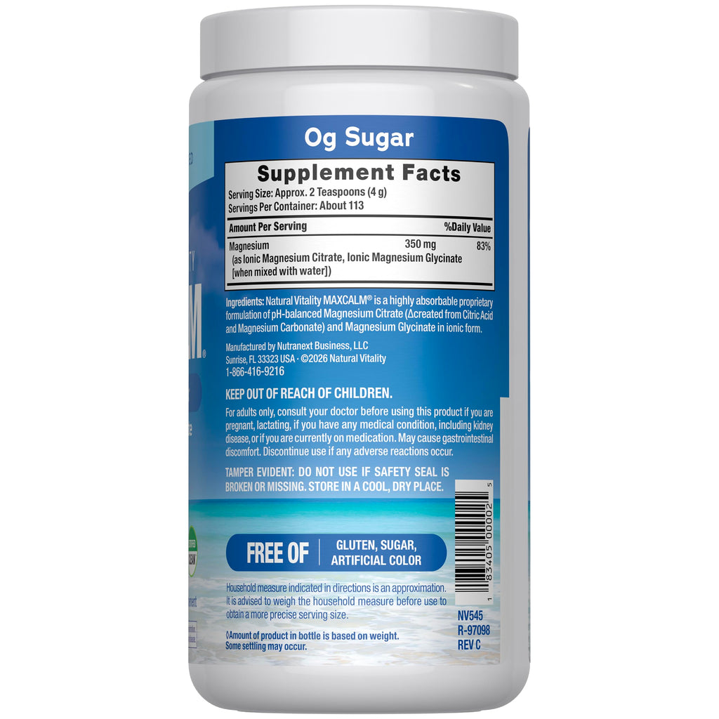 Natural Vitality Calm, Magnesium Supplement, Anti-Stress Drink Mix Powder, Gluten Free, Vegan, & Non-GMO, Original Unflavored, 16 oz