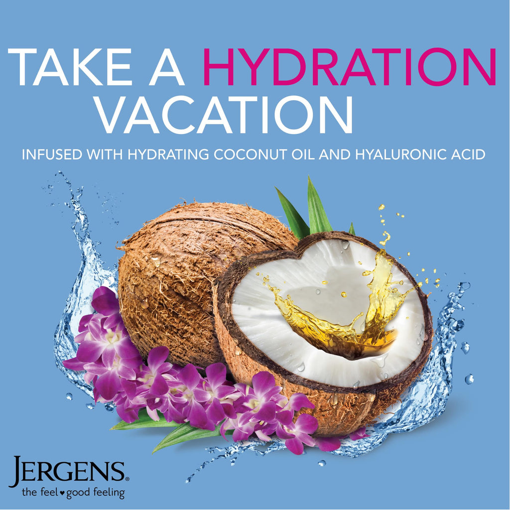 Jergens Wet Skin Body Moisturizer with Coconut Oil, In Shower Lotion for Dry Skin, Fast-Absorbing, Non-Sticky, Dermatologist Tested, 10 Oz, Pack of 3 | Coconut Oil, Hyaluronic Acid, Fast Absorption, Non-Sticky Formula, Dermatologist Tested