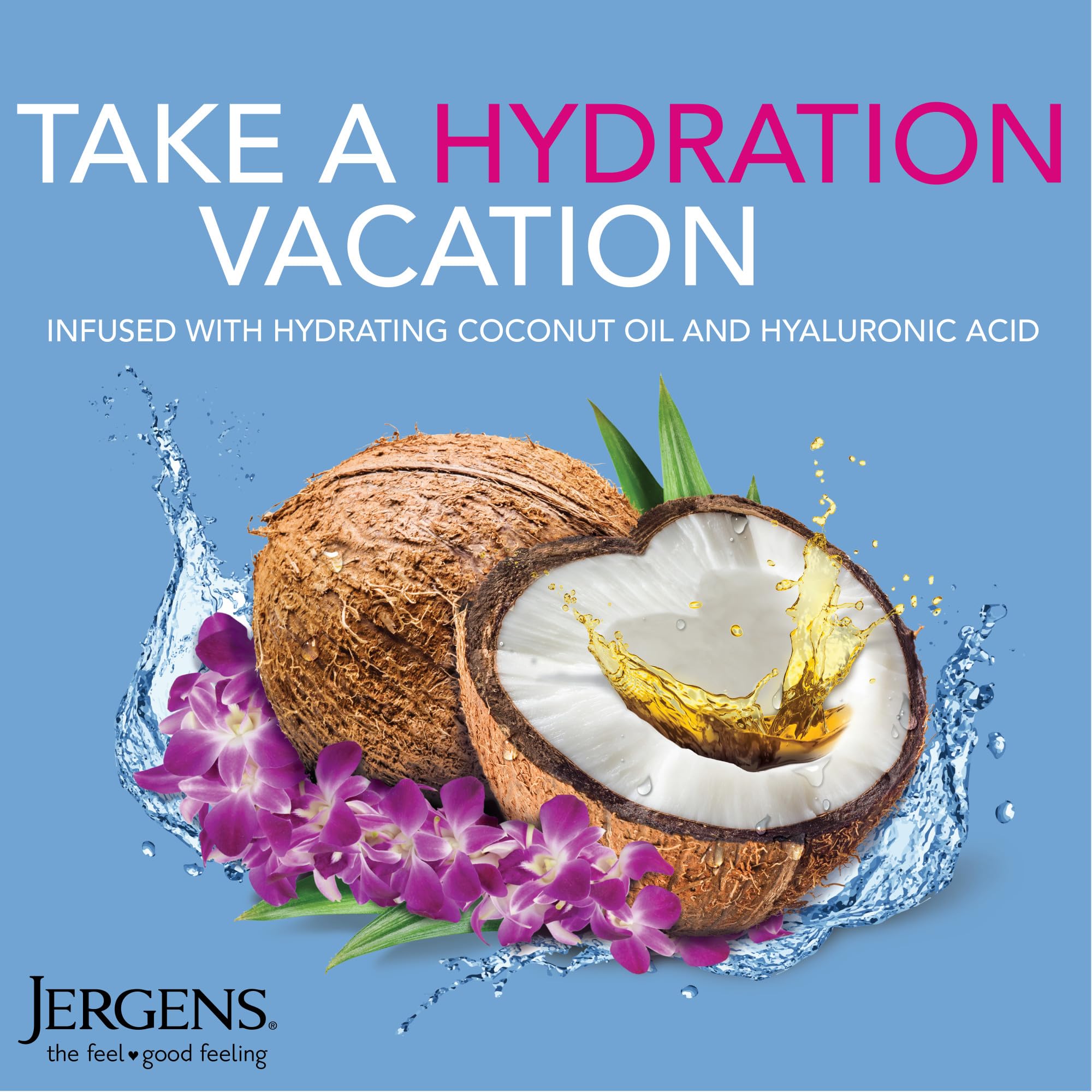 Jergens Wet Skin Body Moisturizer with Coconut Oil, In Shower Lotion for Dry Skin, Fast-Absorbing, Non-Sticky, Dermatologist Tested, 10 Oz, Pack of 3 | Coconut Oil, Hyaluronic Acid, Fast Absorption, Non-Sticky Formula, Dermatologist Tested