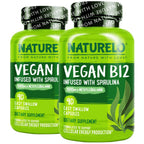 NATURELO Vegan B12 - Methylcobalamin, 90 Capsules | Organic Spirulina, Methyl B12 1000 mcg, Supports Healthy Mood, Energy, Heart & Eye Health, Vitamin B12 1000 mcg