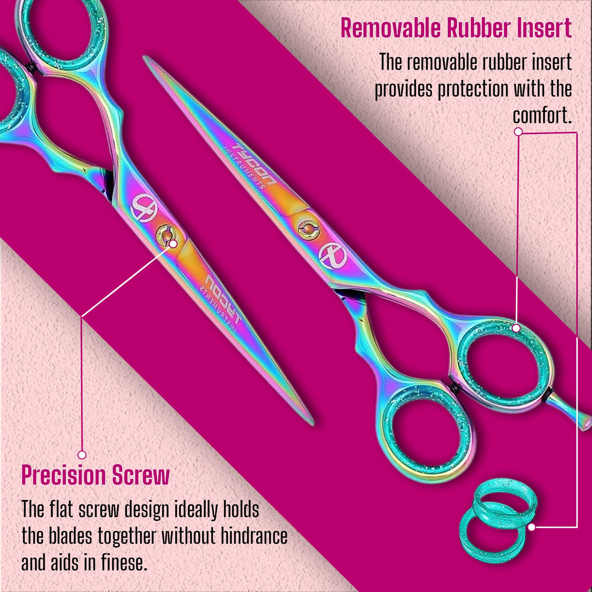 Tycon Hair Cutting Scissors Professional 6.5" – Japanese Stainless Steel, 2.7" Razor Edge Blade Barber Scissors – Ergonomic design - Precision Hair Scissors for Smooth Cutting - Salon & Personal Use