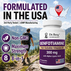 Dr. Berg Vitamin B1 Benfotiamine 300mg | 8-in-1 Nerve Support | 90 Capsules