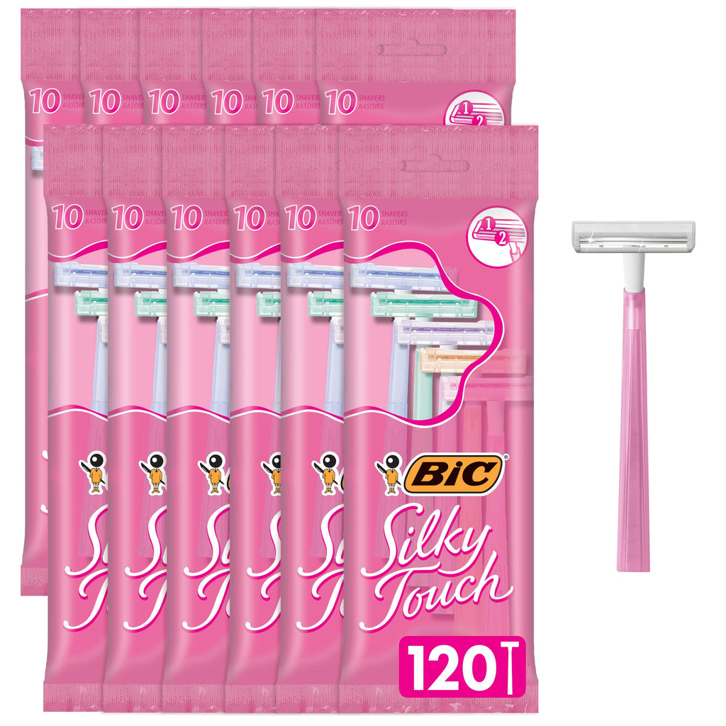BIC Silky Touch Womens Disposable Razors, 2-Blade, Travel Covers, 40-Pack