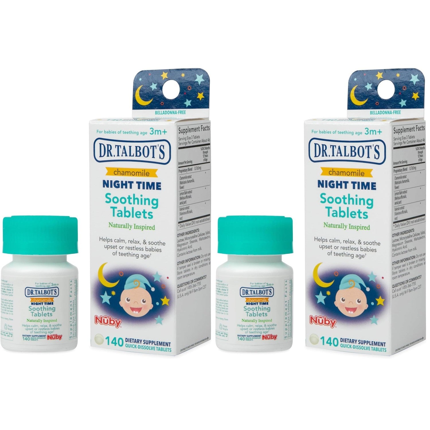 Dr. Talbot's Night Time Chamomile Soothing Tablets - 140 Count | Naturally Inspired - Quick Dissolve