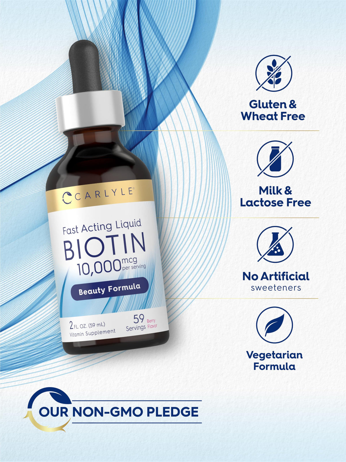 Carlyle Liquid Biotin 10000mcg | 2 oz | Extra Strength Drops
