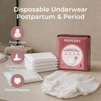 Momcozy Postpartum Disposable Underwear, 12 PCS No Leak New-Thin Built-in Pad Self-Absorbent Free-Move Period Underpants for Women Mothers Moms Labor Delivery Care White